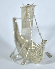 Miniature filigree silver ship, from the Director of the Library of Alexandria, Egypt,2019