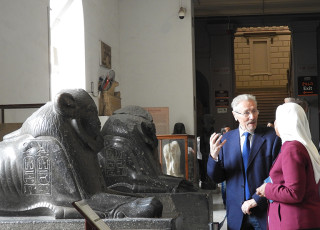 Emil Constantinescu în vizită la Muzeul de Egiptologie din Cairo