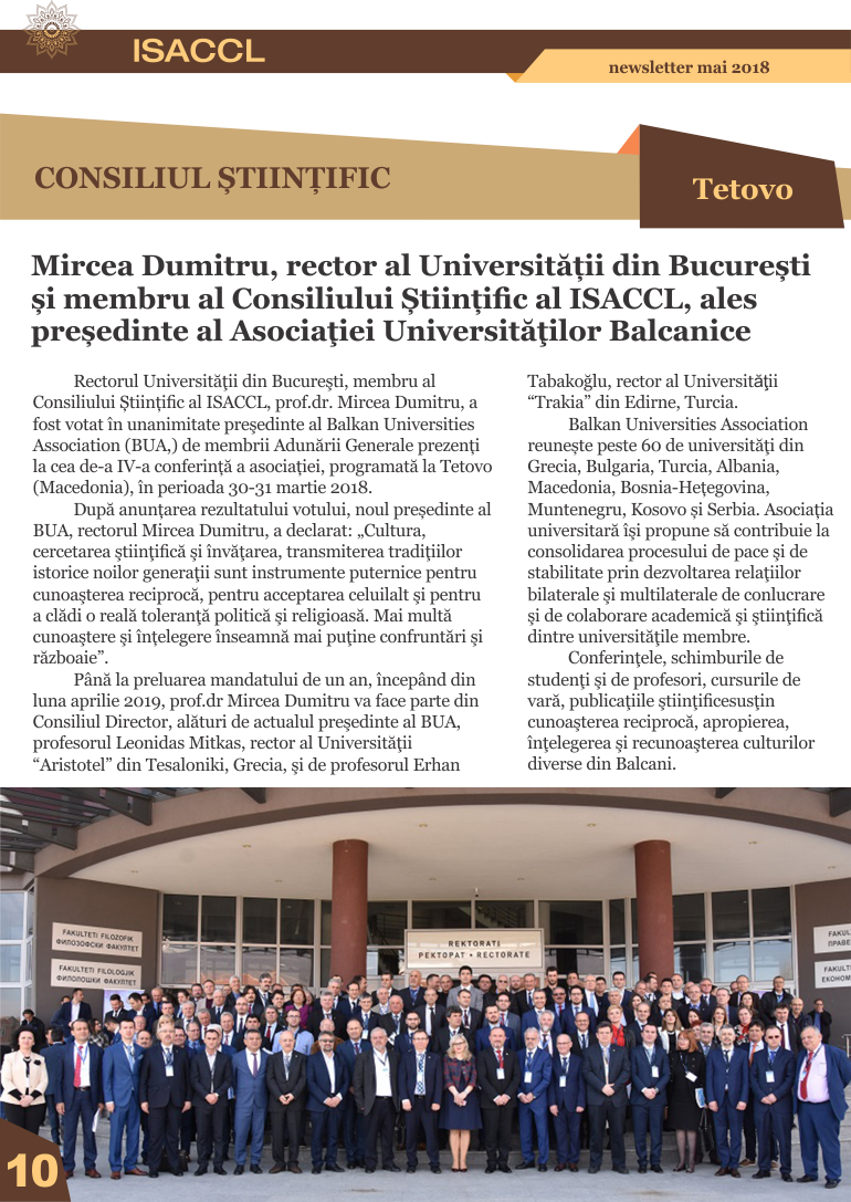 Institutul de Studii Avansate pentru Cultura și Civilizația Levantului - newsletter mai 2018