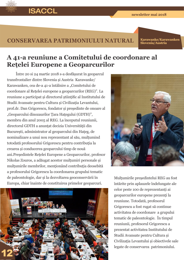 Institutul de Studii Avansate pentru Cultura și Civilizația Levantului - newsletter mai 2018